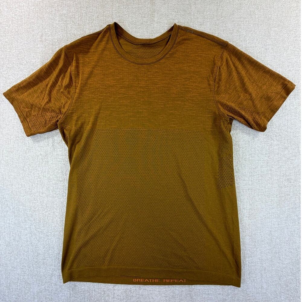 Lululemon Men M Brown Metal Vent Tech Short Sleeve Performance Athletic T Shirt